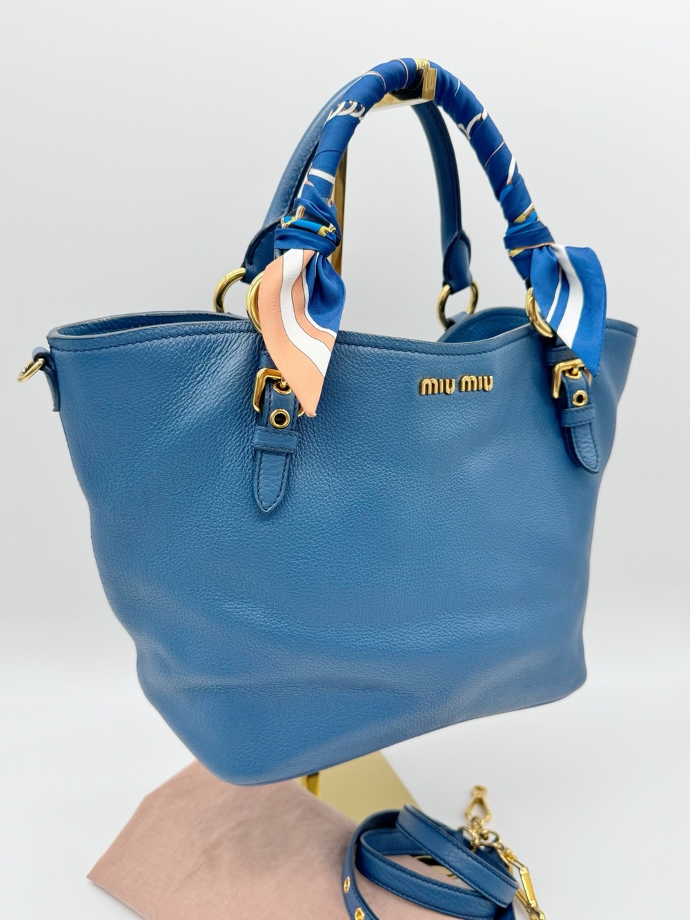 Blue Miu Miu Bucket Tote